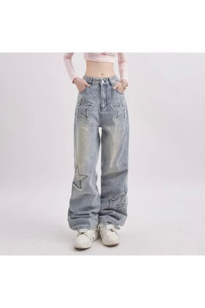 DENİKK Y2k Baggy Retro Unisex Jeans - Stars Jean Style