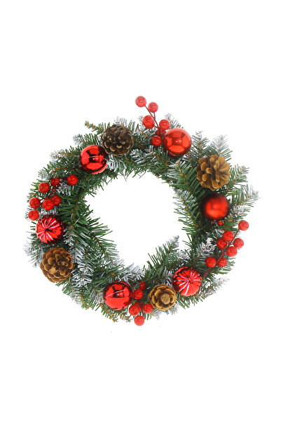 mutlu adım Новогодишна украса за врата 30 см червена топка и борови шишарки