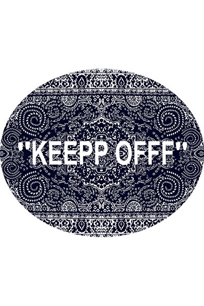 Rugs Modern Halı Mira Yuvarlak Lacivert Keep Off Yazılı Klasik Modern Halı 881