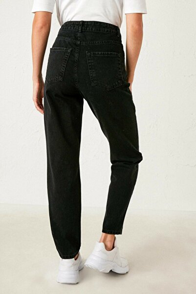 Trn JNS Black Mom Jeans - High Waist Lycra Jeans, Colorfast and Extra Comfortable