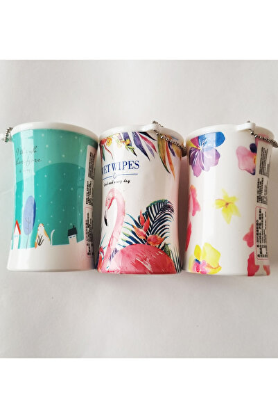 Modellino Beyaz Kapaklı Çiçek Desenli Sevimli Oval Kutulu 30'lu Islak Mendil ...