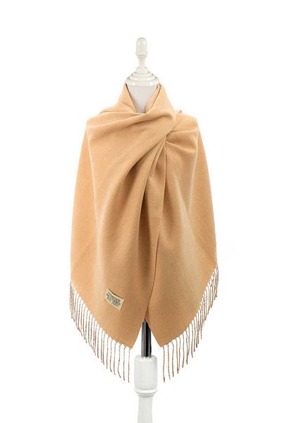 Bursa İpek Camel Cream Double Sided Winter Shawl