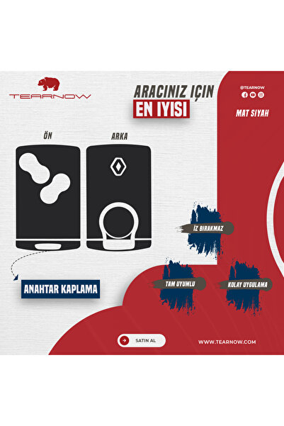 TEARNOW Clio 4 (2012-2018) Anahtar Kaplama - Mat Siyah