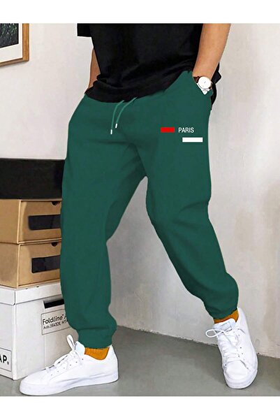 Tarzsokak Men's Drawstring Waist Letter Patterned Jogger Pants