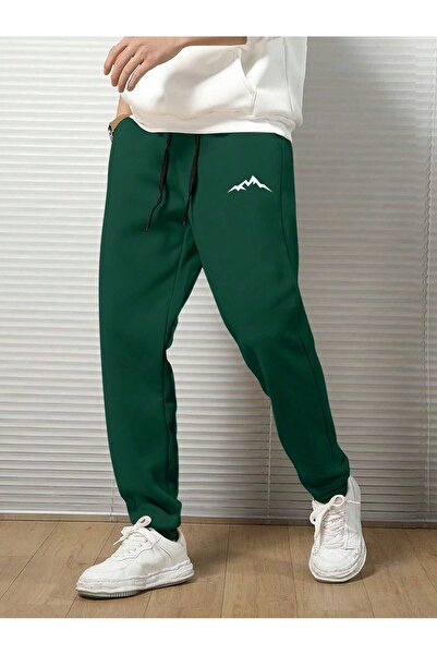 Drippy Pantaloni de trening pentru bărbați, cu imprimeu de munte, cu șnur, Ma...