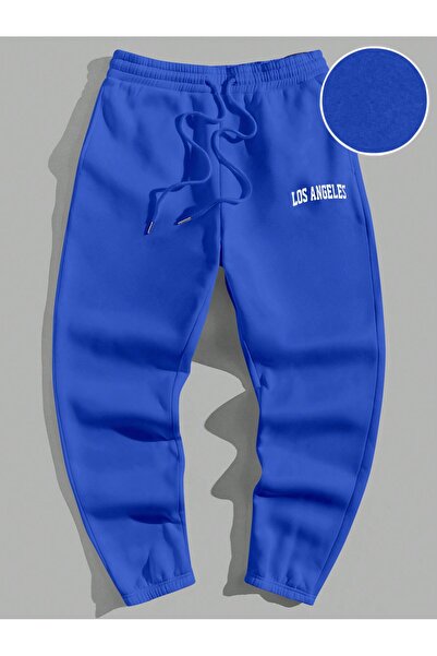 Tarzsokak Erkek İpli Bel Örme Harf Baskı Polar Astarlı Jogger Pantolon