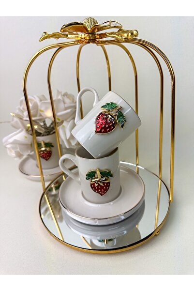 WERONY Çilek Figürlü Porselen Kahve Fincan Takımı