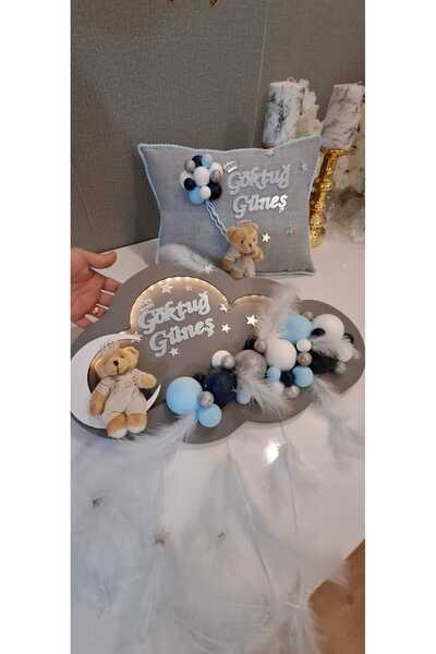 Sevil Tasarım Erkek Bebek Ledli Kapı Süsü & Hediyelik Set