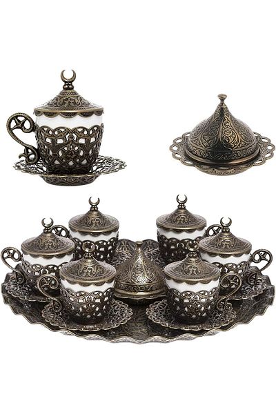 KT HOME 6-Person Coffee Presentation Set - Ottoman Cup, Zamak Ferret Mdl