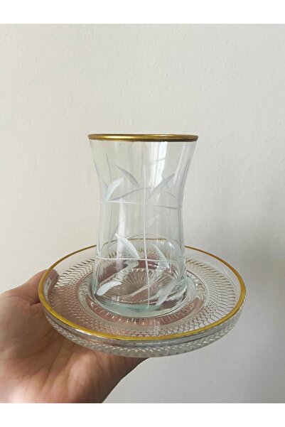 DİBA AVM 12 Parça yaldızlı Lüx - Çay Seti Çay Takımı - 6 Kişilik Gold Detaylı...