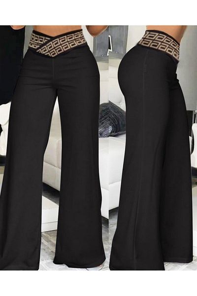 Viyamo Flared Leg Double Breasted Crepe Trousers - Rib Detailed