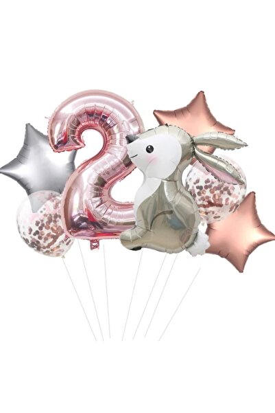 MFM Σετ μπαλόνι με αλουμινόχαρτο με θέμα το κουνέλι 2 ετών 100 cm