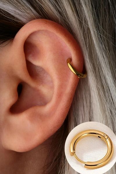 Jaida Moda Unisex Gold Hoop Tragus Helix Steel Earrings