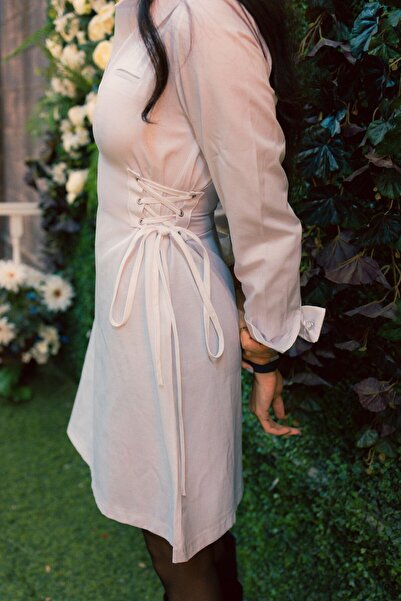 Lady Lydian Beyaz Ayarlanabilir İpli Gömlek Elbise