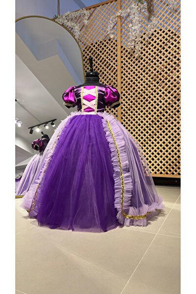 İkrabutikbursa Rapunzel Kostümü, Kız Çocuk Rapunzel Elbisesi