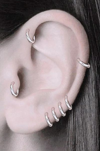 Jaida Moda Unisex Silver Hoop Tragus Helix Steel Earrings