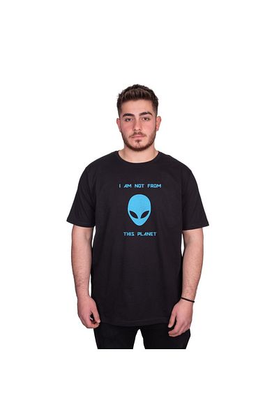MarkaTurko Tricou unisex din bumbac pieptănat cu design special 103 - Imprimat Alien