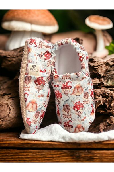 Kokopatik ,Non-Slip Sole,Organic Cotton Home Nursery Booties,Toddler Garden Patterned Booties