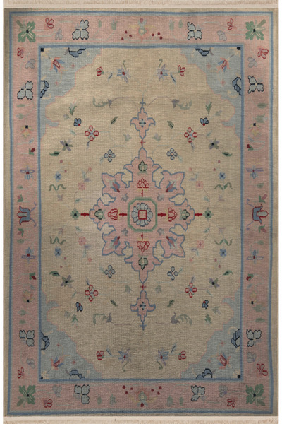Rugs Modern Halı Pudra Bej Temalı Motifli Etnik Çiçek Desenli Kreatif Vintage...