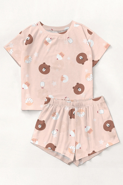 PEMBİŞ HOMEWEAR Σετ πιτζάμες με κοντομάνικο σορτς BrownBear23 Supersoft Basic...