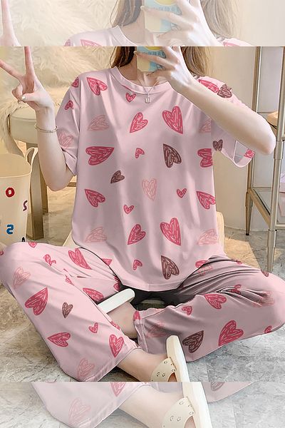 PEMBİŞ HOMEWEAR Short Sleeve Pajama Set Sweet Supersoft Basic Single Jersey