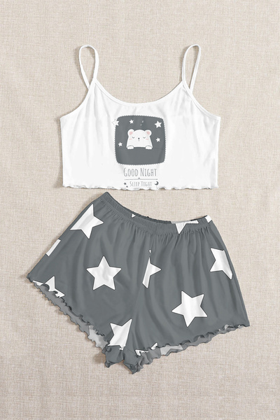 PEMBİŞ HOMEWEAR Strappy Shorts Pajama Set GoodNight-SleepTight Basic Supreme
