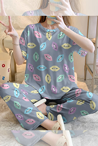 PEMBİŞ HOMEWEAR Short Sleeve Pajama Set Bisous5 Supersoft Basic Single Jersey
