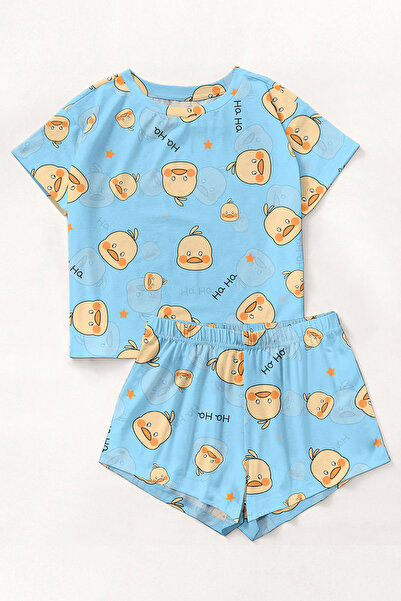 PEMBİŞ HOMEWEAR Short Sleeve Shorts Pajama Set Duck9B Supersoft Basic Single ...