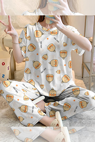PEMBİŞ HOMEWEAR Short Sleeve Pajama Set Duck9 Supersoft Basic Single Jersey