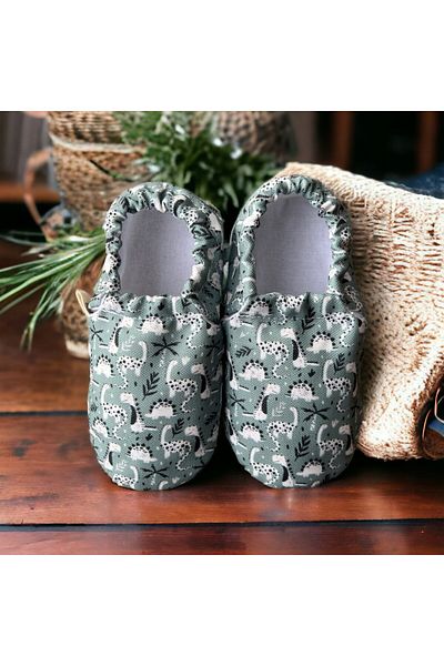 Kokopatik Green Dino Organic Cotton Nursery-Home Shoes