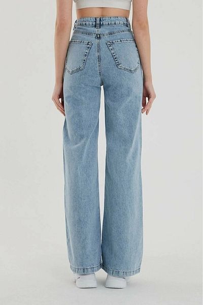 geenz manifacture Morcelo Anii 90 Snow Wash Blue Lycra Blugi largi cu talie super înaltă Pantaloni Palazzo