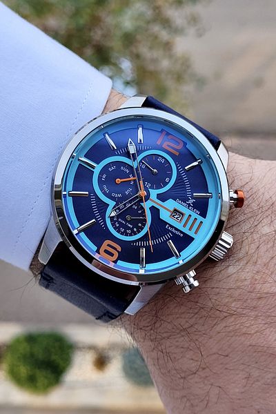 Daniel Klein Inner Indicators Active Function Calendar Leather Cord Men's Wristwatch
