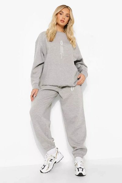 Modern Moda Σετ αθλητικής φόρμας Φούτερ Jogger - Φούσκα με κορδέλα με στάμπα Oversize