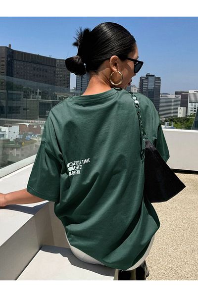 trendgar Υπερμεγέθη μπλουζάκι με στάμπα zumrut green effect