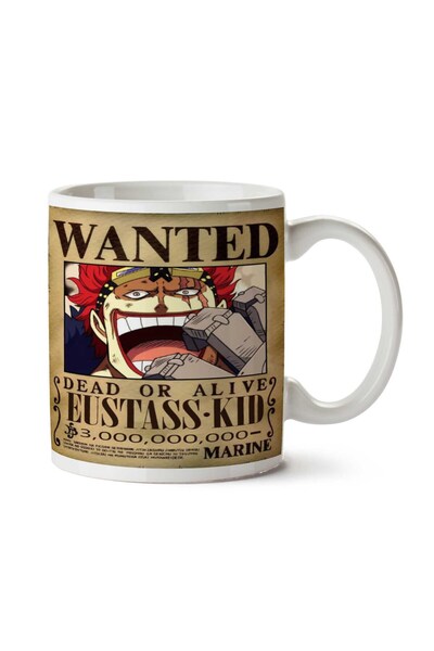 ART HEDİYE كوب مطبوع على الجانبين من Wanted Eustass Captain Kid Anime Wanted