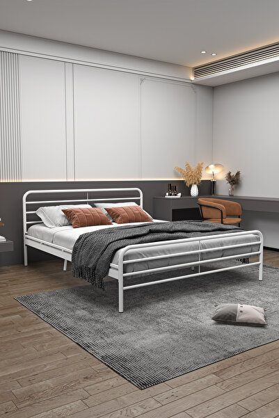 FANO Milas Metal Karyola Beyaz Çift Kişilik Ferforje Yatak 140x190, 140x200, ...