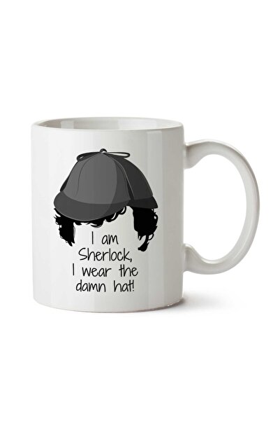 ART HEDİYE كوب شيرلوك هولمز I Wear The Damn Hat مطبوع على الجانبين