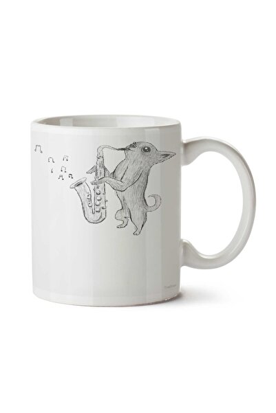 ART HEDİYE كوب مطبوع على الجانبين لموسيقى السنجاب والساكسفون