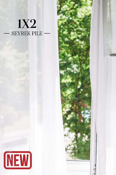 Filamente Iron-Free Top Quality Plain Tulle Curtain Ecru, Slub 1x2 Sparse Pleat