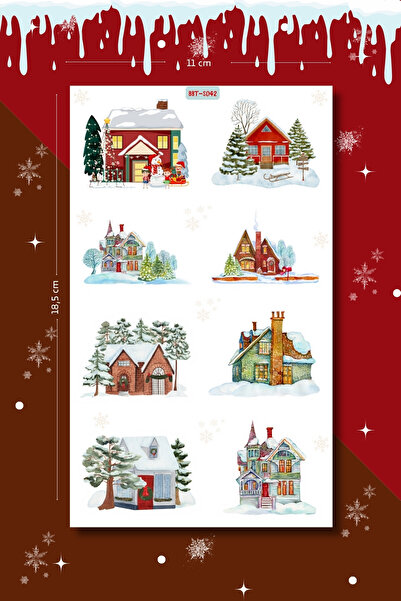 Burak Baskı Tasarım Snow Houses-1 New Year's Themed Sticker Set Agenda-Planer...