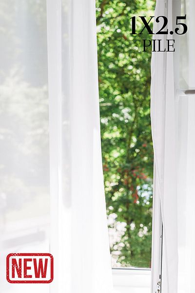 Filamente Iron-free Top Quality Plain Tulle Curtain Ecru, Slouchy 1x2.5 Normal Pleat