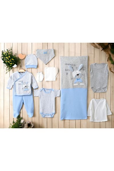 Necix's 6-Piece CUTE MONTHS BIRTH SET (10-Piece HOSPITAL EXIT, BABY BAG, SWADDLE, BLANKET, WIPES AND SOCKS SET)