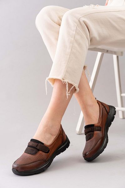 Konfores 1524-415958 Pantofi de sezon din piele naturală cu talpă anatomică - Nkt01524-taba-37