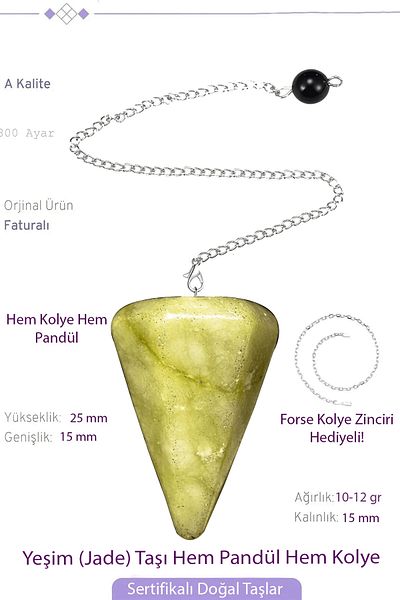 Tesbih Atölyesi Certified Jade Stone Pandula Pendulum Both Pandula and Necklace