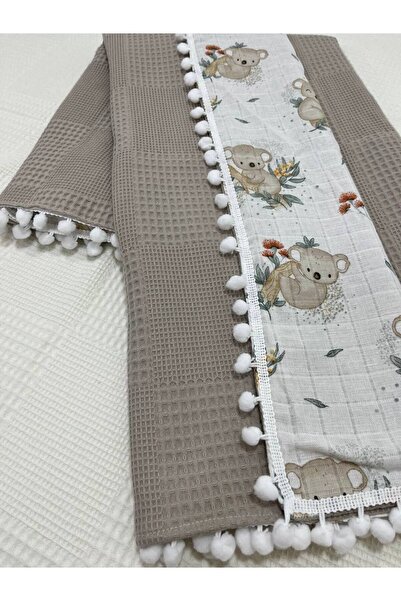 BUSEBABYHOME Muslin Kumaş ,Pikeli ve Ponponlu , %100 Pamuklu Çok Amaçlı Bebek...