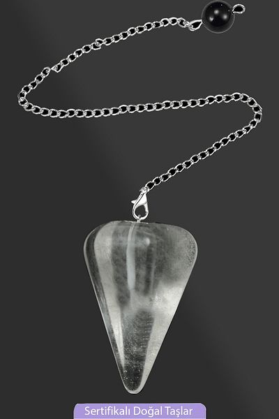 Tesbih Atölyesi Certified Transparent Crystal Quartz Stone Pandula Pendulum Both Pandules - Both Necklace