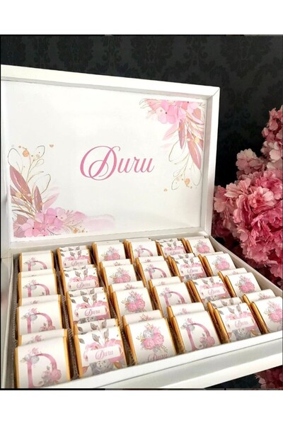 Minemiss Tasarım Lüks Kutulu Isme Özel Tasarımlı Kız-erkek Bebek Çikolatası 6...