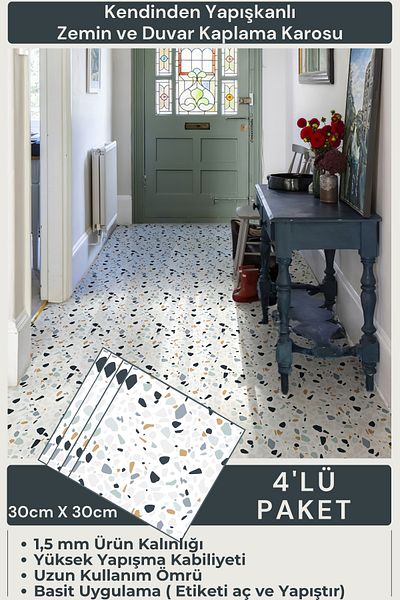 Technojet Acoperire de perete autoadeziv cu design modern pentru bucătărie, baie, 30 cm × 30 cm (pachet de 4)