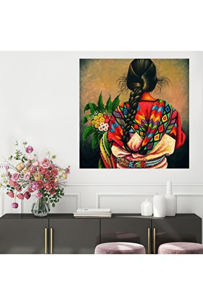 HDART Soyut Modern Rustik Örgülü Saçlı Kadın Kanvas Tablo Tablosu Salon Yatak...