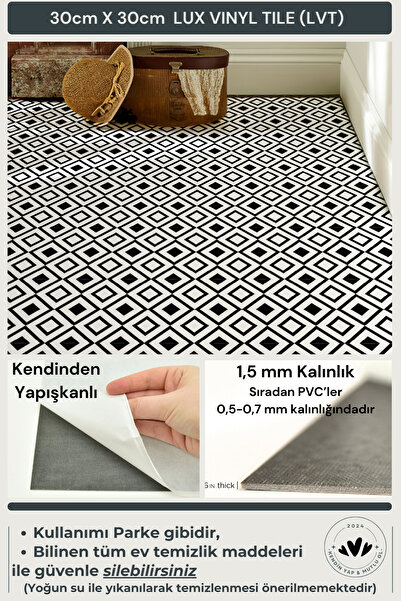 Technojet Self Adhesive Modern Design Kitchen Bathroom Floor Wall Covering 30cm×30cm(Pack of 4)